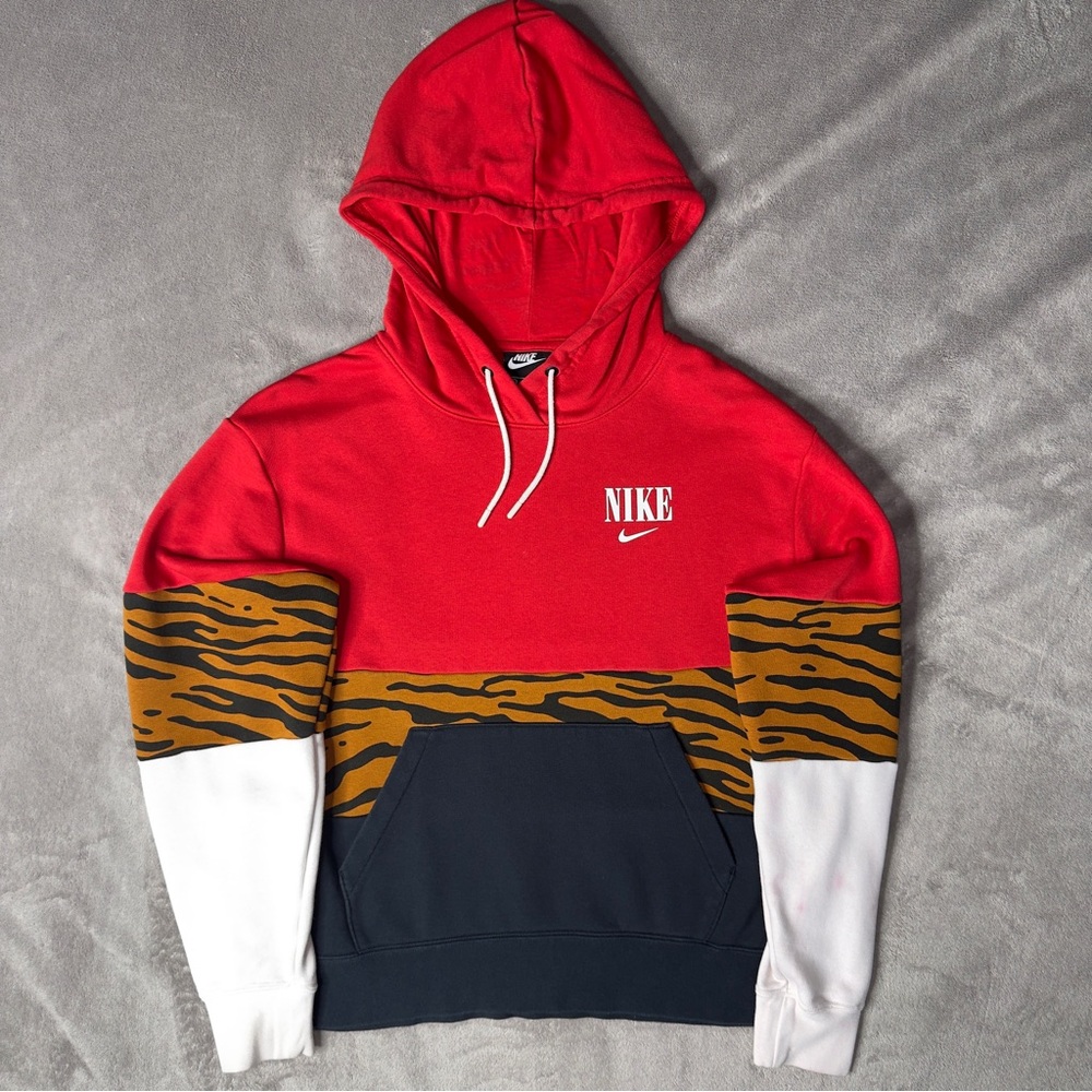 Nike Hoodie Men M Urban Skate Color Block Print Animal Graphic Exotic Bold READ